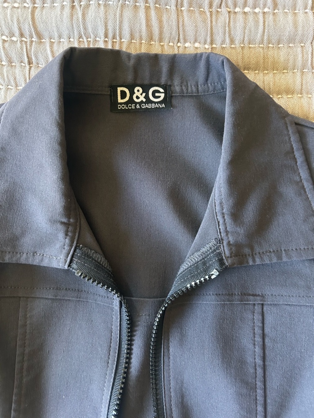 D&G Dolce & Gabbana Vintage Zip Front Top Fitted Stretch Y2K Minimalist - Picture 2 of 6
